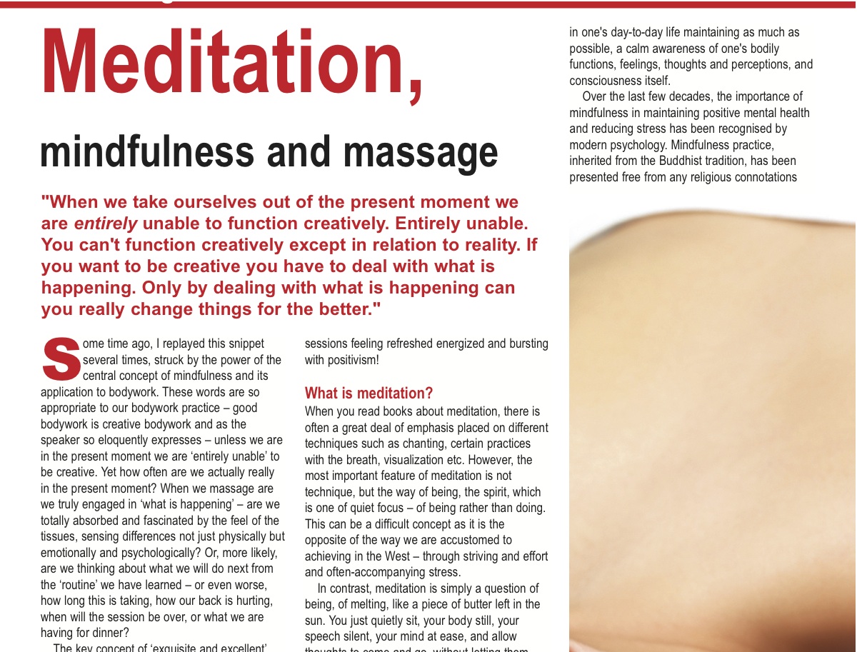Meditation Mindfulness And Massage By Rachel Fairweather Jing Advanced Massage Training