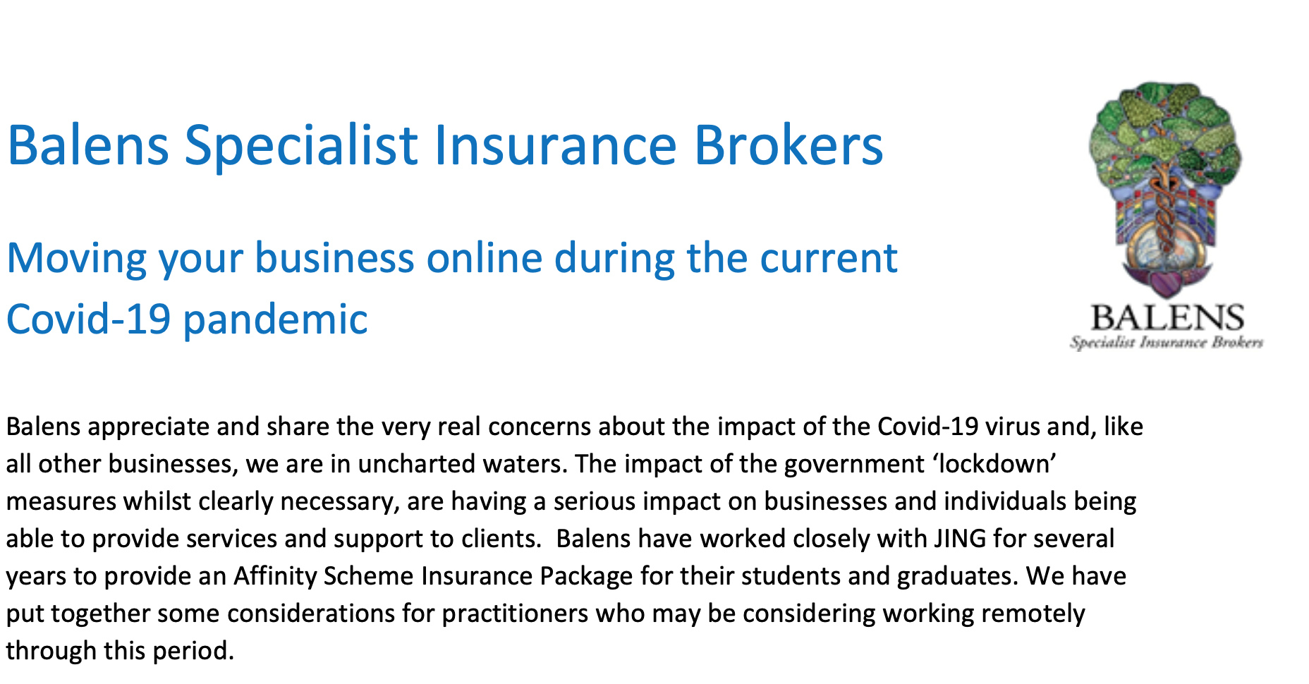 Balens Insurance and Jing Massage